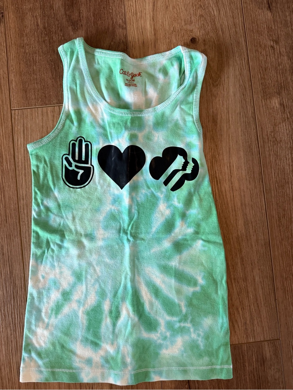 Cat & Jack Mint Green Tie-Dye Tank with Custom Girl Scout graphics